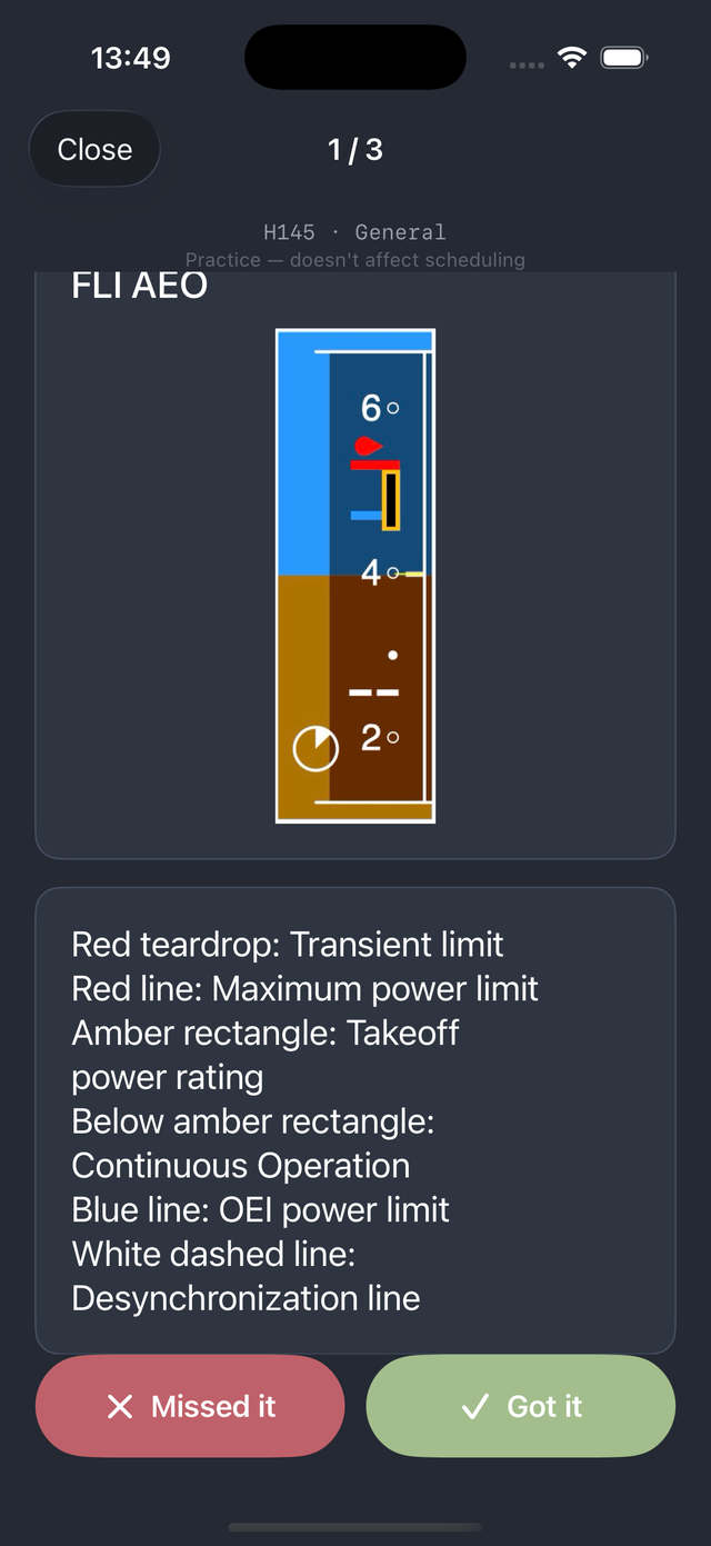 A flashcard with an image answer on iPhone
