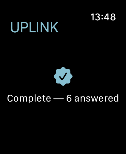 Session complete screen on Apple Watch